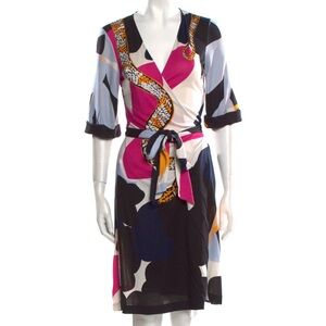 Diane von Furstenberg Silk Wrap Snake Dress